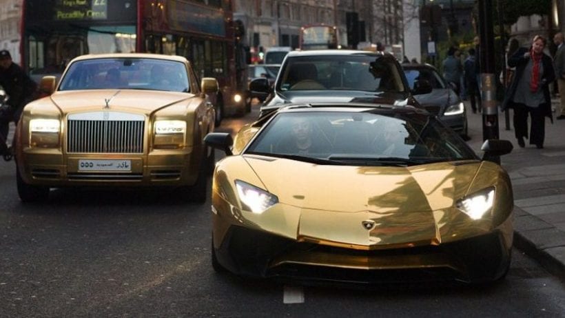 4 Gold Cars Shipped To London By Saudi Tourist